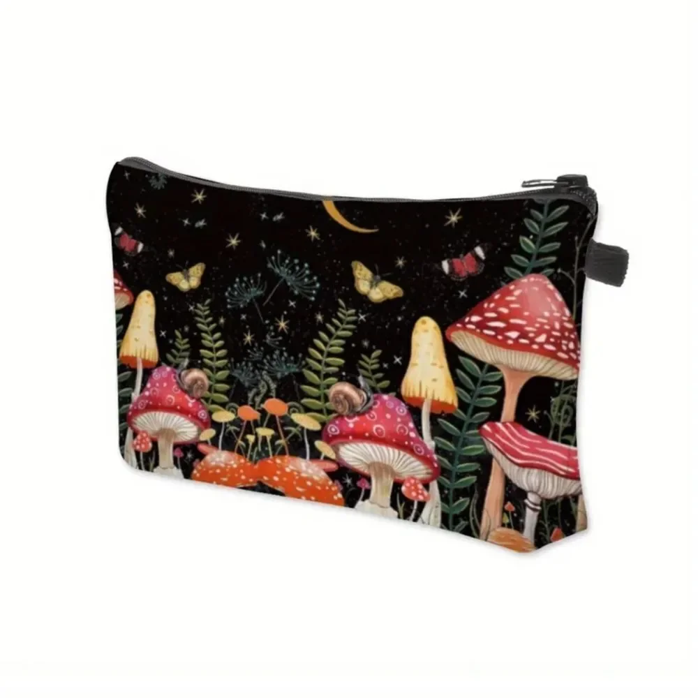 Mushroom village cosmetic bag travel pouch